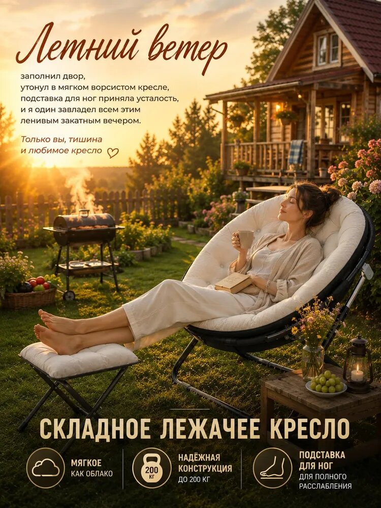 Шезлонг складной, Сталь, 80х60х86см, максимальная нагрузка 200 кг