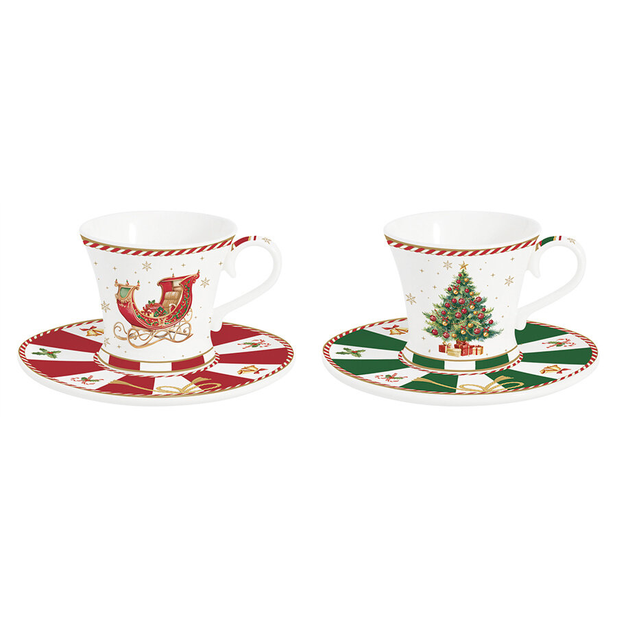 Кофейная пара с блюдцем Christmas Tale 80 мл новогодняя набор из 2 шт Easy Life R1797/CTAL