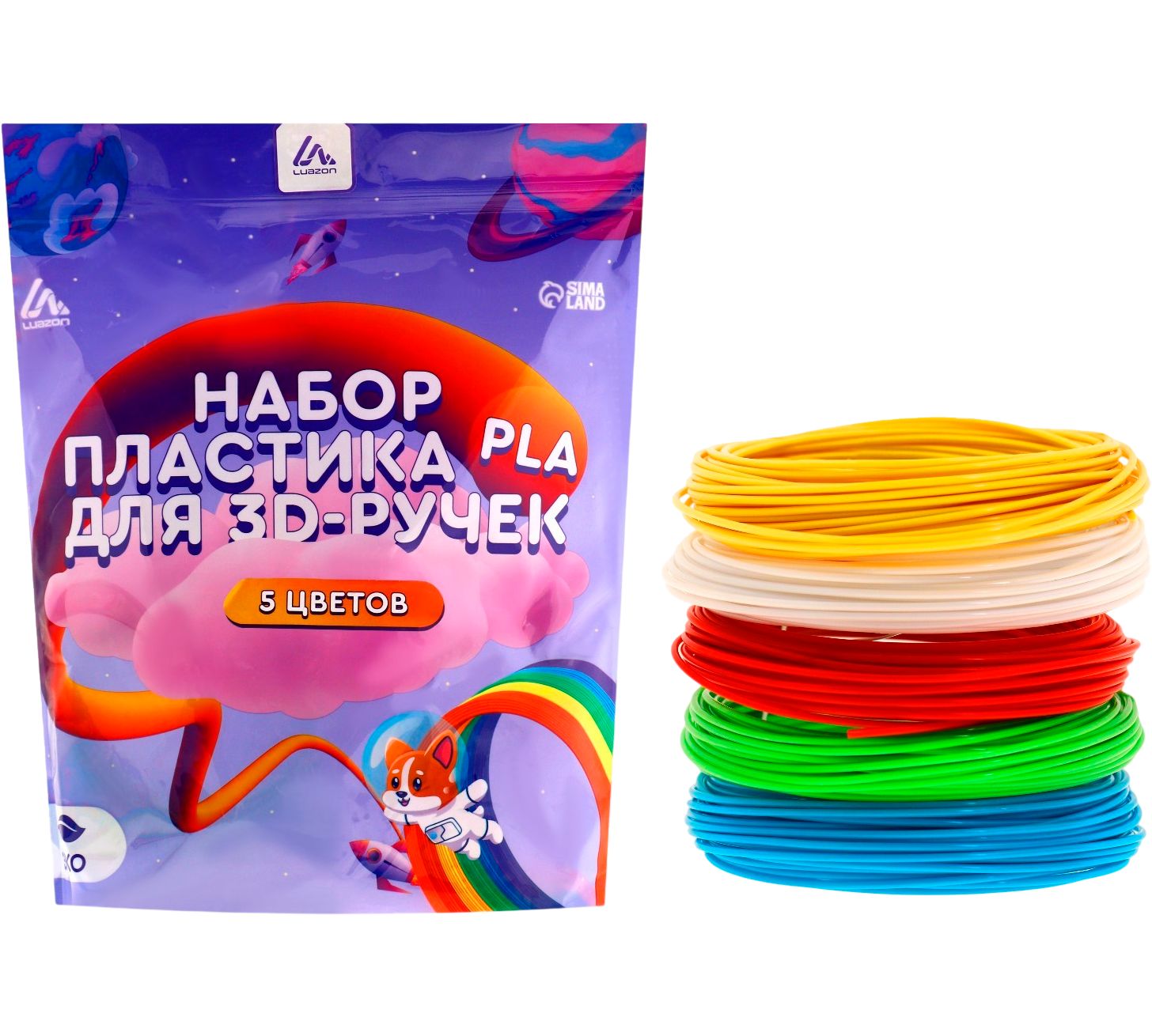Набор пластика PLA для 3D-ручки, 5 цветов по 10 метров, разноцветные стержни для 3д моделирования и детского творчества
