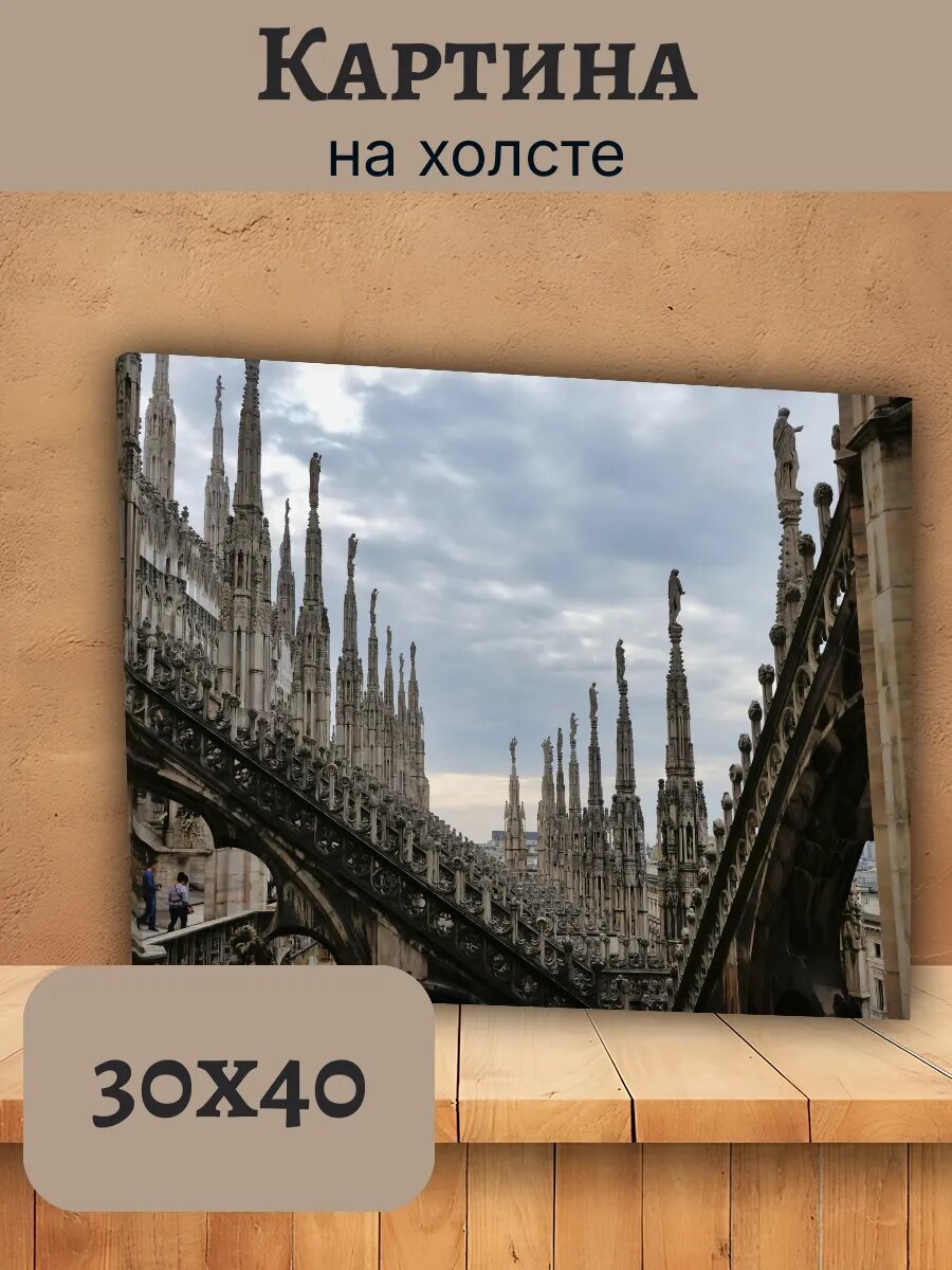 Картина Италия Italy 30x40 миланский собор шпили статуи