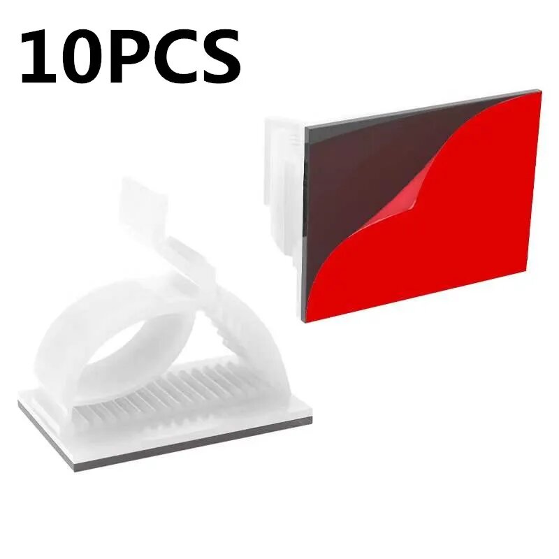 Клейкие держатели кабелей из пластика 10PCS-White
