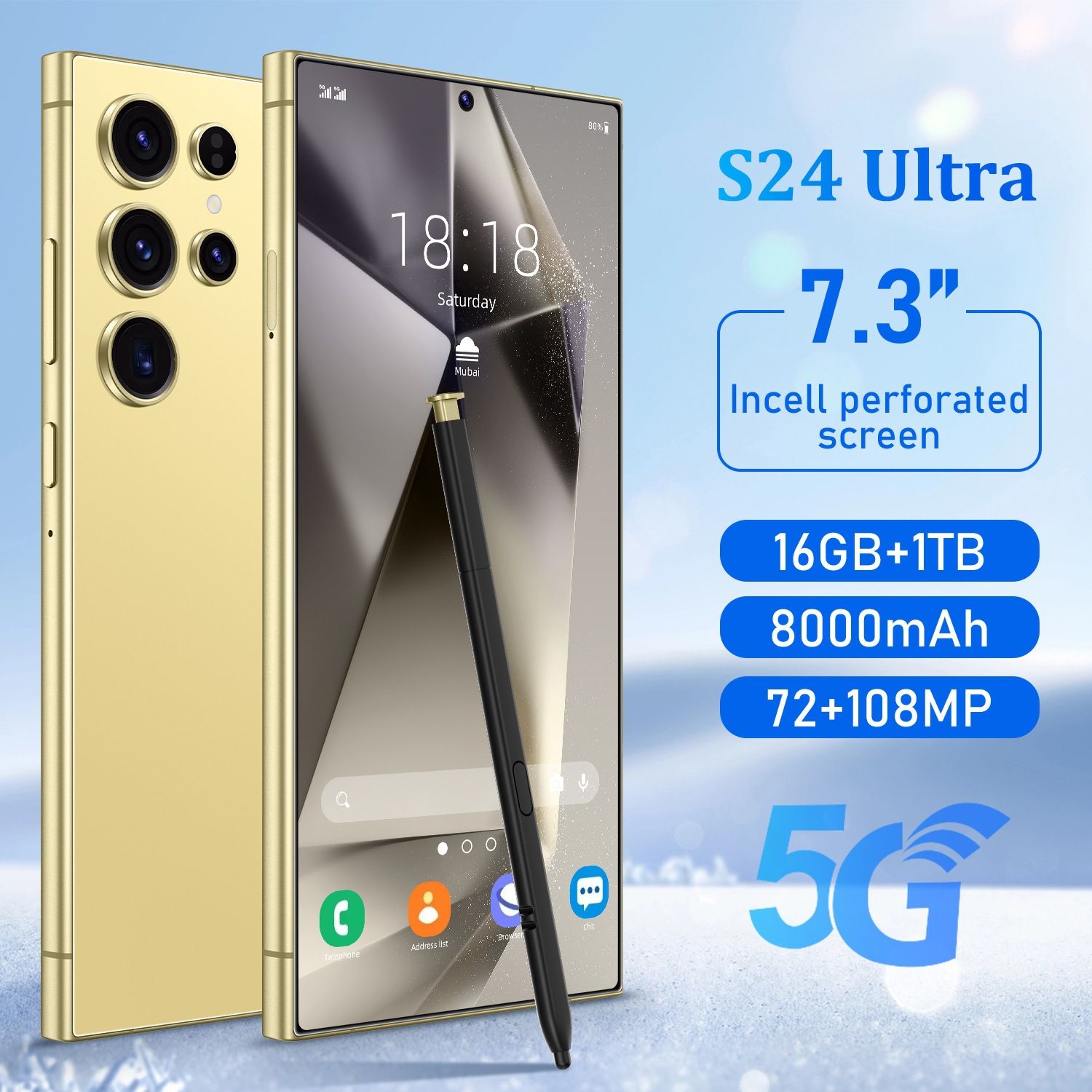 Мобильный телефон S24 Ultra, черный
