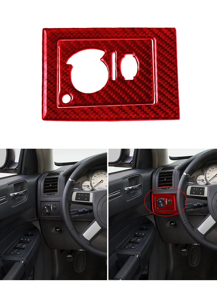 Для Chrysler 300 300C 2005-2007 автомобильные красные наклейки из углеродного Dimmer switch B