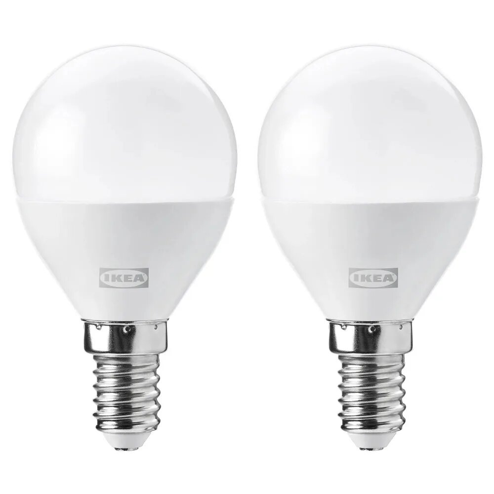 IKEA Лампочка, Цоколь: E14, 8.0 Вт, 2 шт.