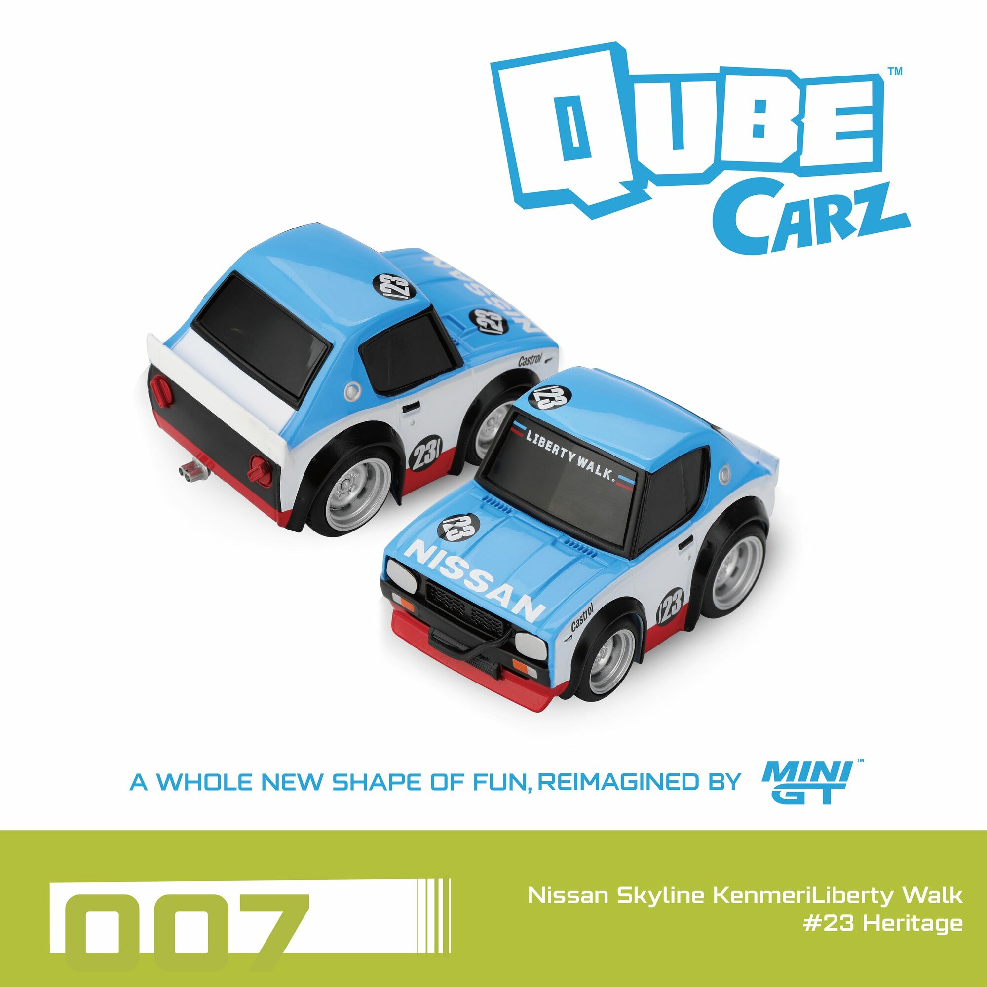Коллекционная машинка MINI GT 1:64 QubeCarz Nissan Skyline Kenmeri Liberty Walk #23 Heritage