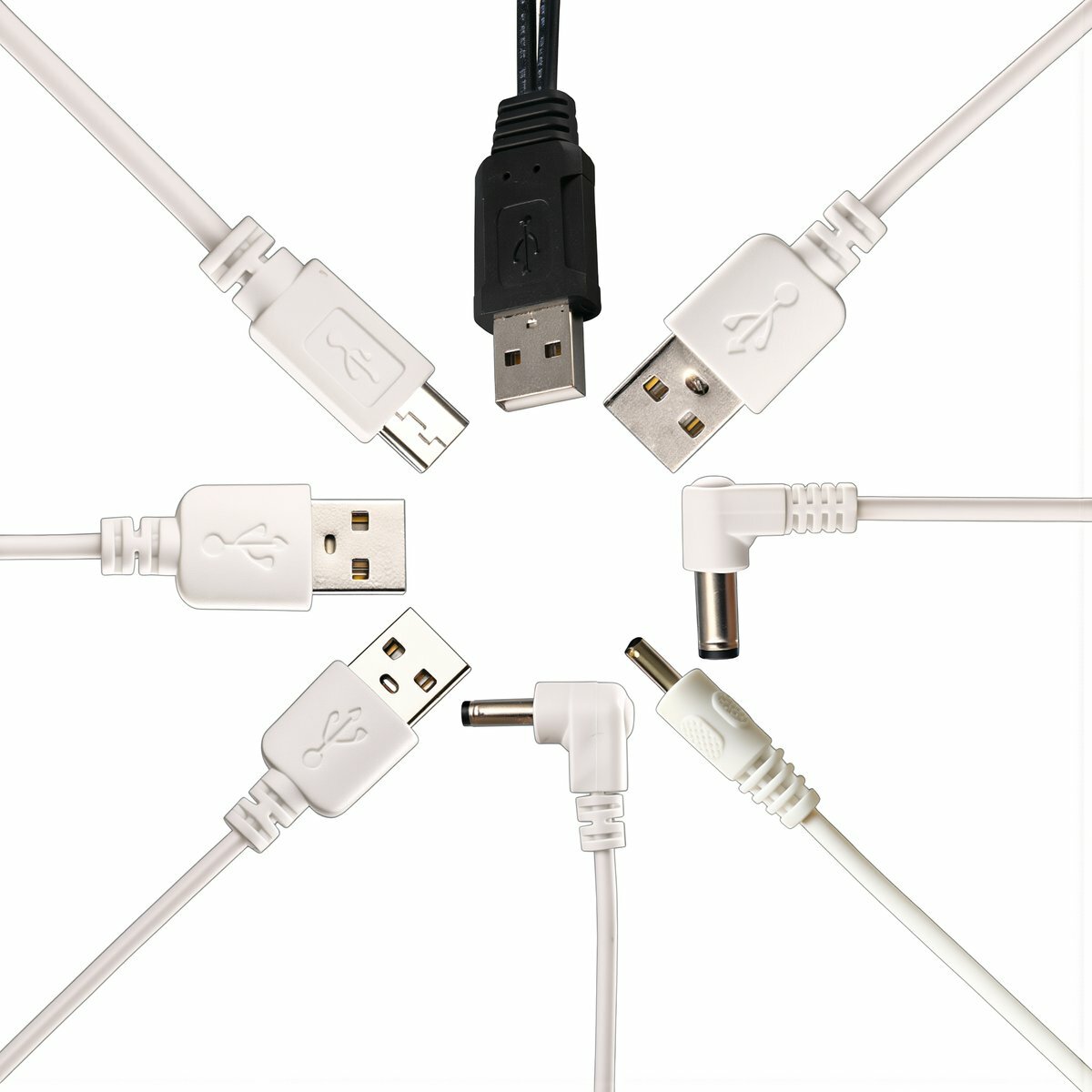 Кабель с дополнительной функцией передачи данных белый USB с переходом DC разъём микро 5пин для разных гаджетов