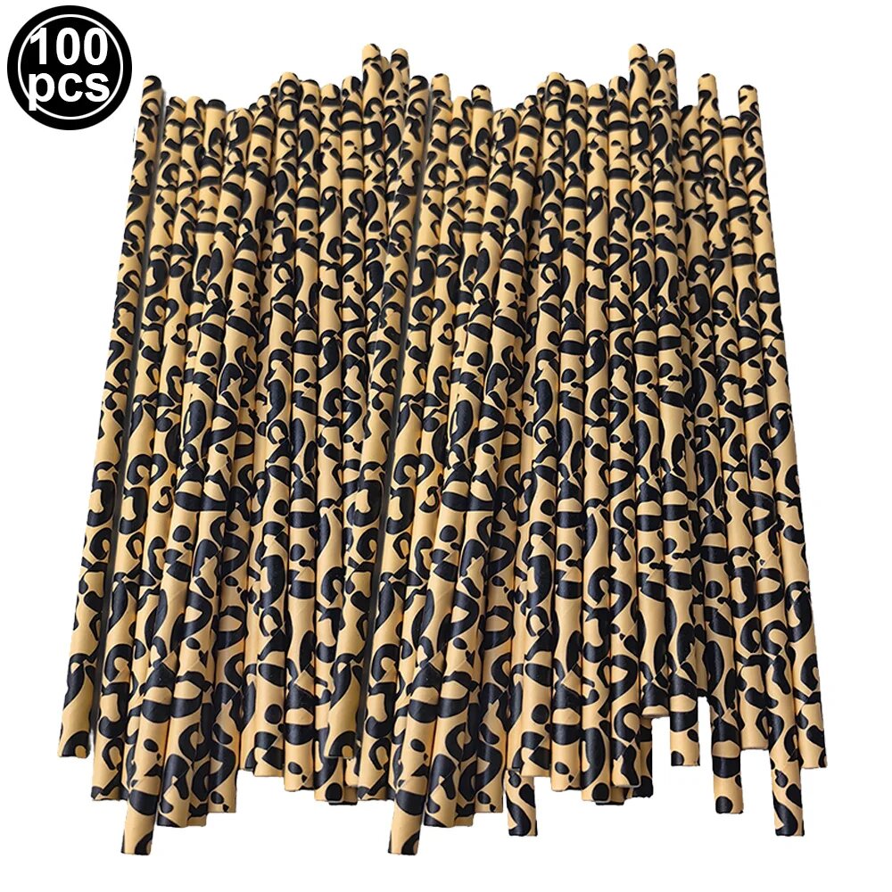 Бумажные соломки леопард 100шт