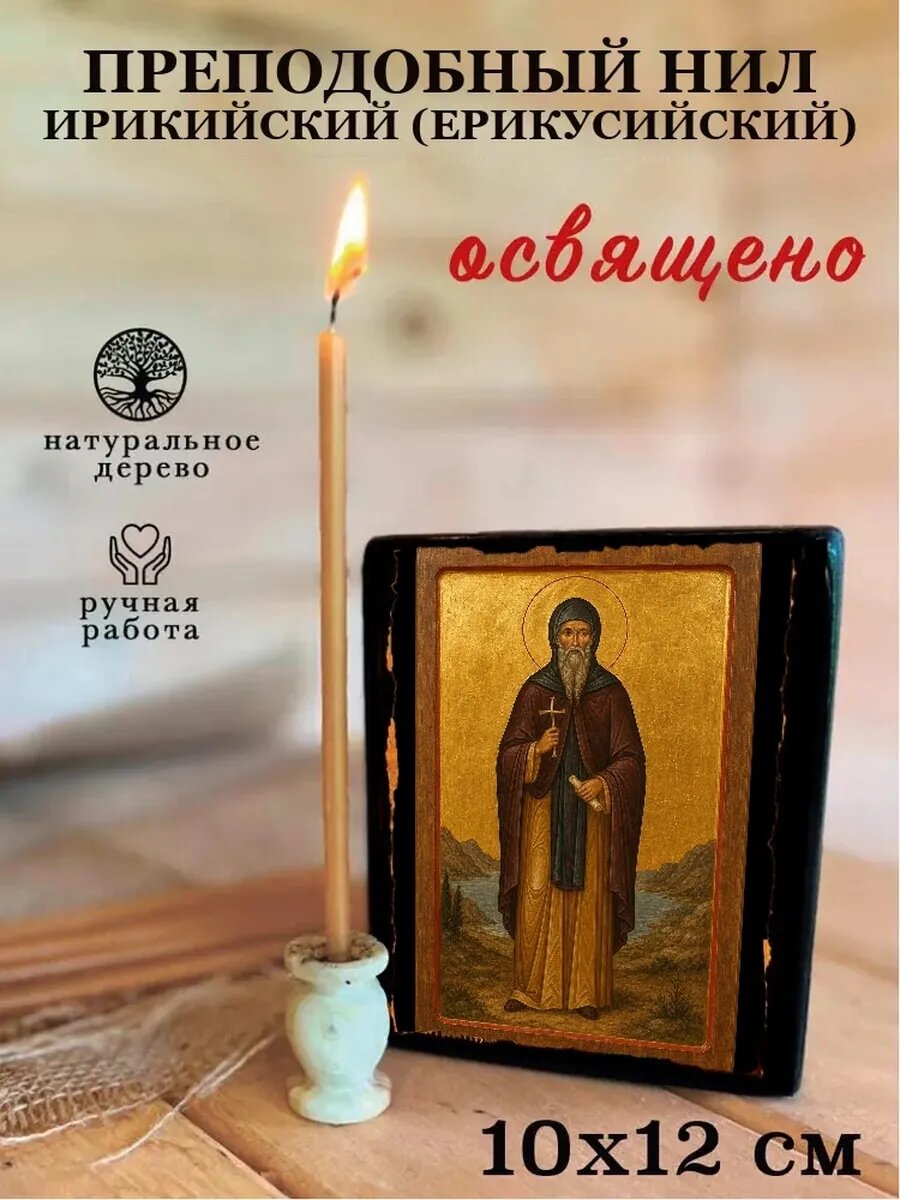 Икона Преподобный Нил Ирикийский (Ерикусийский), на дереве, 10×12 см