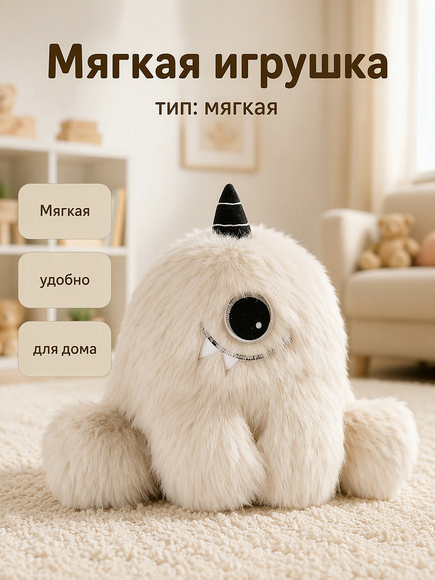 Мягкая игрушка с цветами — Игрушки мягкие, MOMO с повязкой на глаза