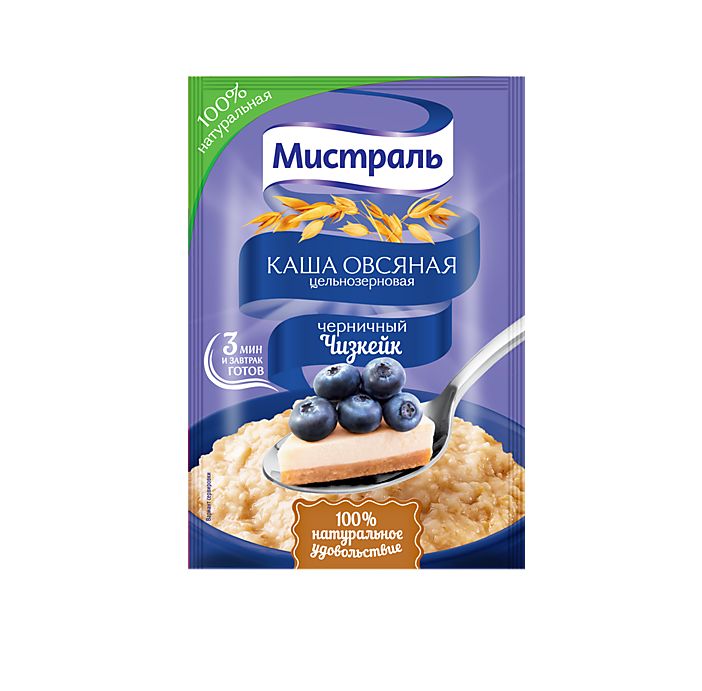 Каша мистраль овсяная "Черничный чизкейк" /пакет/ 40г