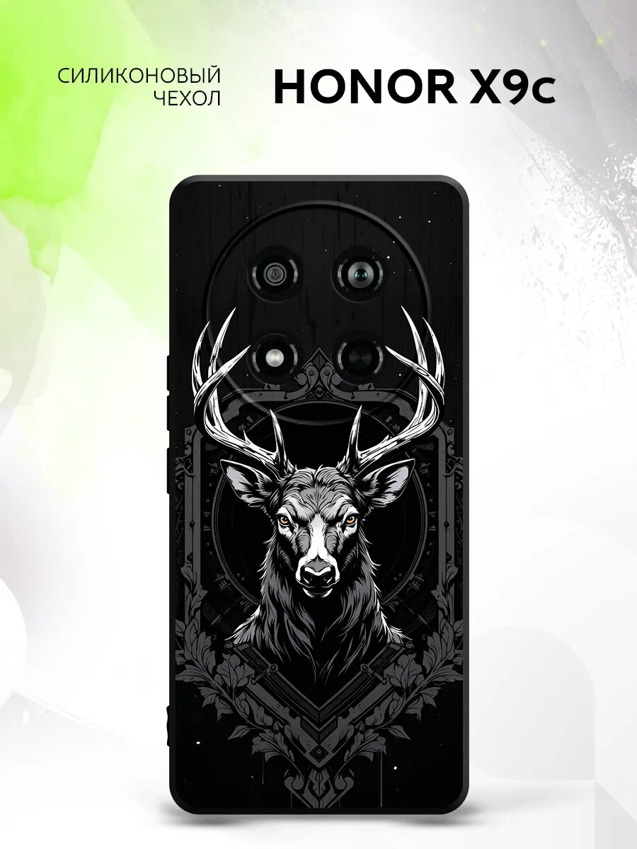 Чехол на Honor X9c, Хонор Икс9с защита камеры, накладка с рисунком герб олень