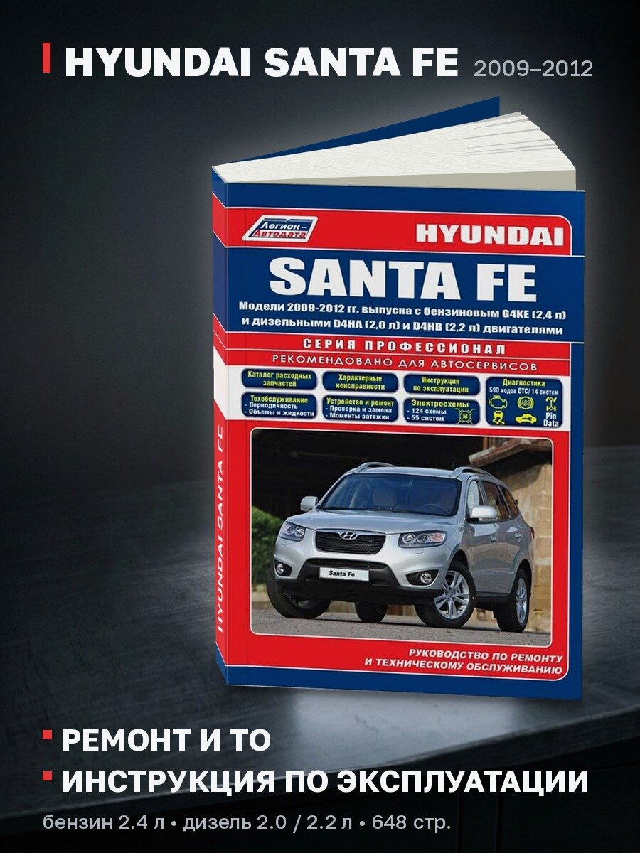 Книга: HYUNDAI SANTA FE (б , д) 2009-2012 г. в, рем, экспл, то, сер. ПРОФ. | Легион-Aвтодата