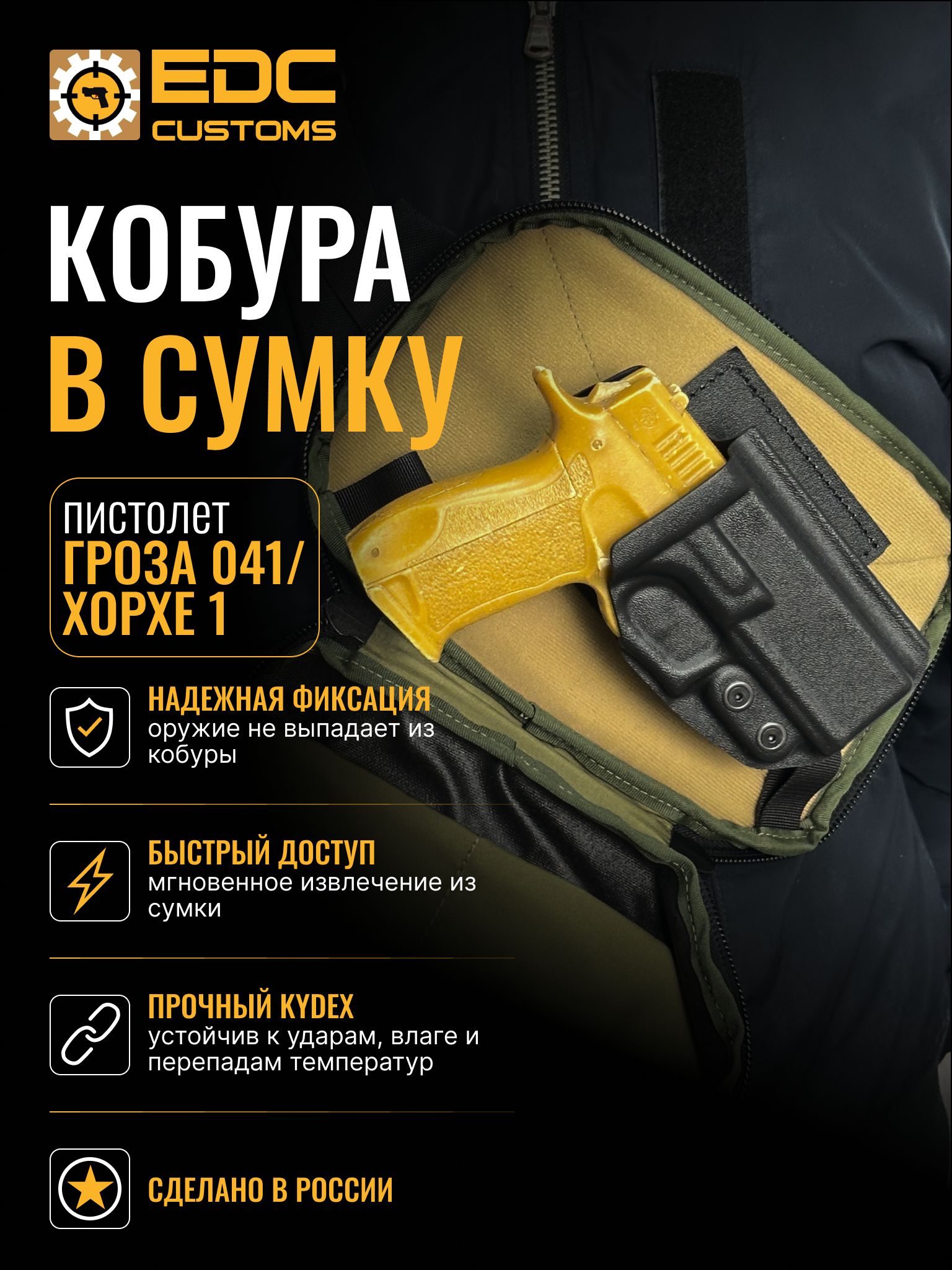 Поясная кобура из кайдекса для пистолета Гроза 041, Хорхе 1