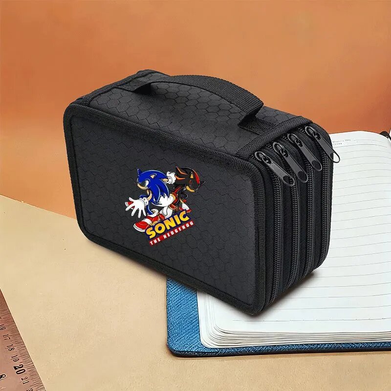Школьный пенал Серия SONIC для подростков, с четырьмя отделениями, размер 20x13x5 см