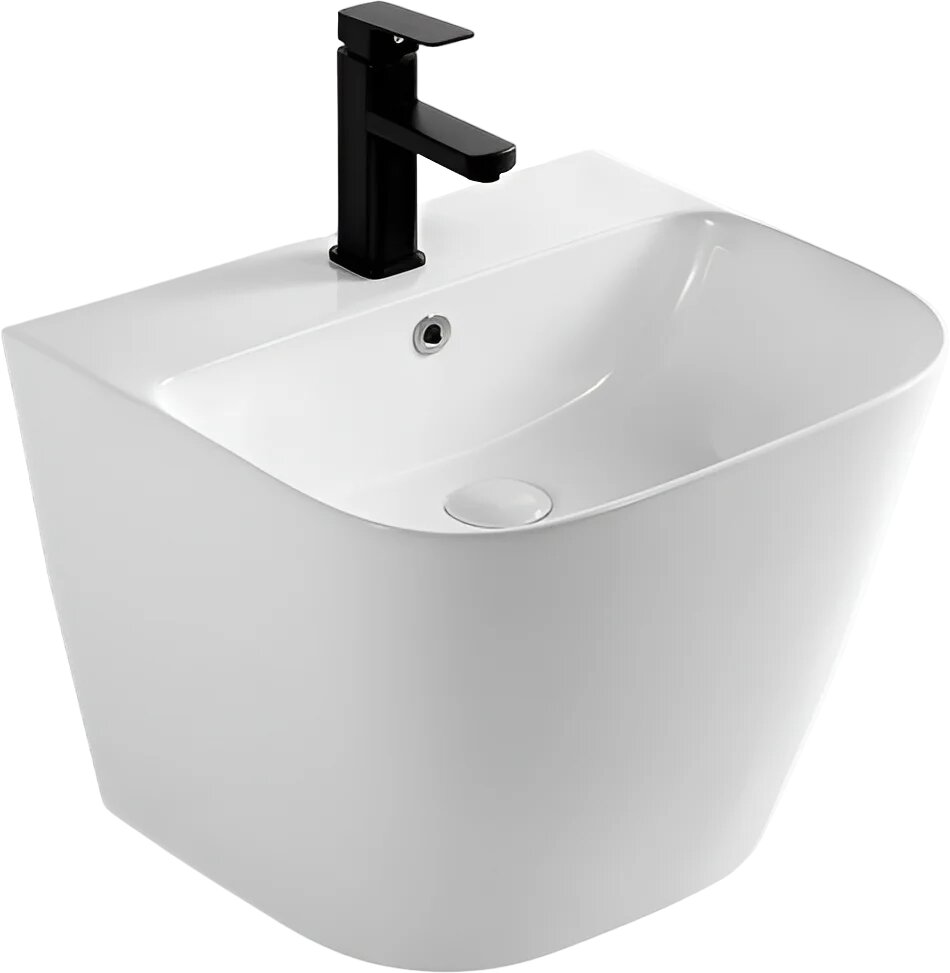 Раковина подвесная SantiLine SL-4023 51 фаянсовая, раковина для ванной, белая, глянцевая, прямоугольная, со встроенным сливом-переливом