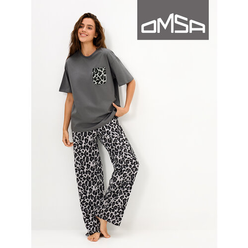 фото Пижама omsa omd 0227d animale, размер 42, серый