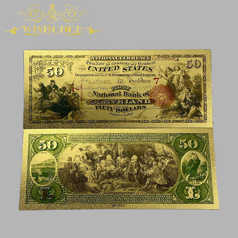 Подлинная комеморативная банкнота США 1875 года: 50 долларов, старинный коллекционный экземпляр