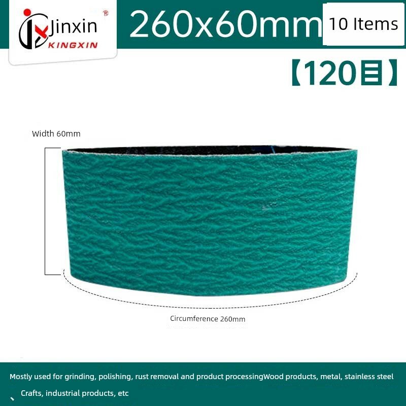 Zirkonoviy Aluminyevyj Abrazivnyy Poias 260x60mm 120 Mesh 10 Shtekov dlya Derevyannoy Obrabotki Metallicheskogo