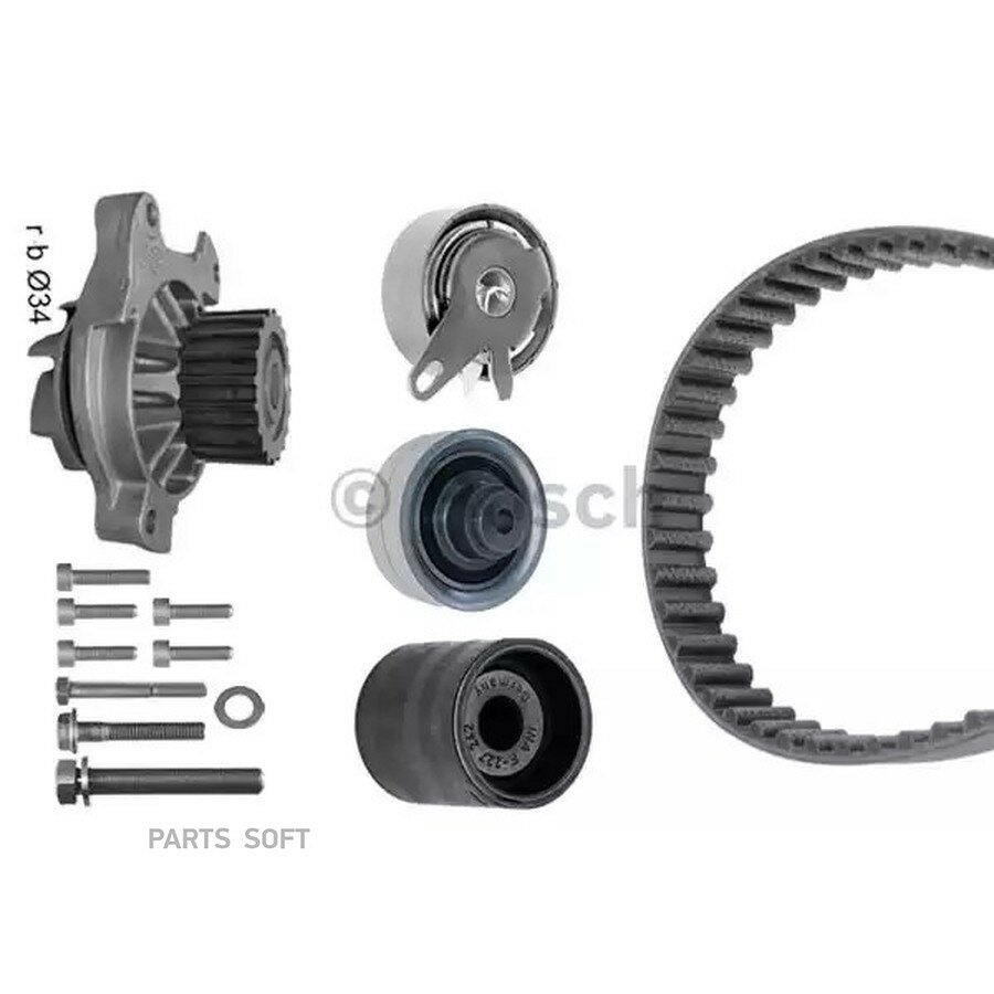 Комплект ГРМ VW Crafter (06-) с насосом водяным BOSCH от официального дистрибьютора, BOSCH, артикул 1987946449