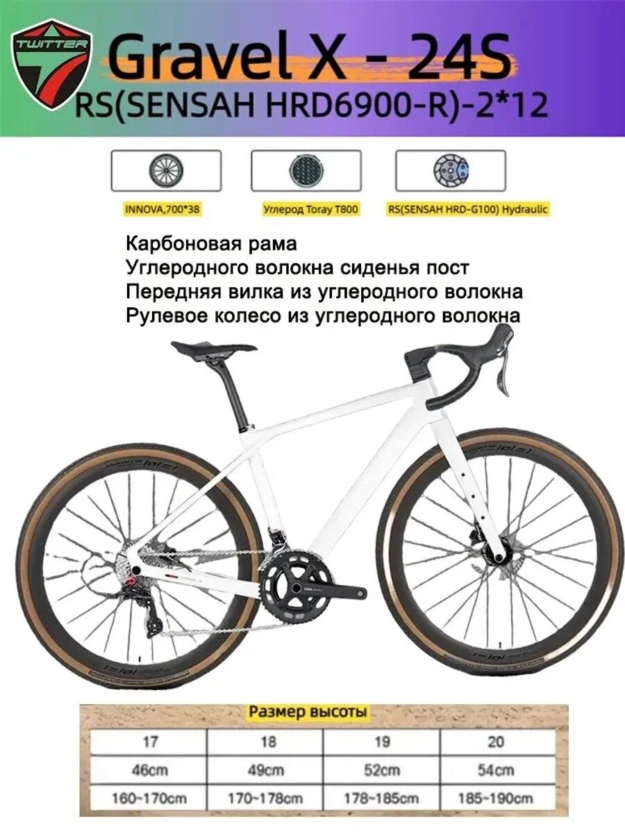 TWITTER BIKE Велосипед Гравийный, Gravel X-2025, Название цвета White-rs24
