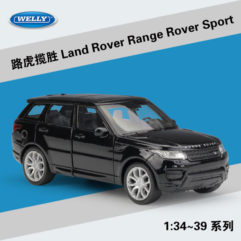 Коллекционная модель автомобиля Welly 1:36 Range Rover Sport SUV, Black (Черный) — Литой металлический корпус (Die-Cast)