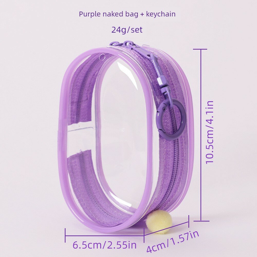Фиолетовый прозрачный кейс для кукол 10 см, PVC сумка-ита для аниме фигурок с брелоком, чехол для блайндбоксов