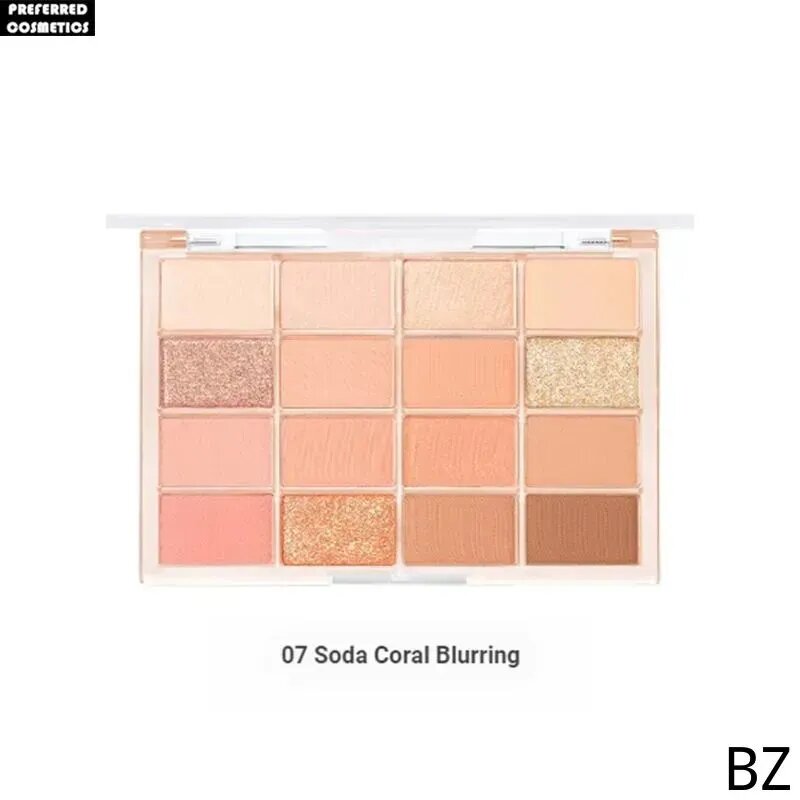 Шестнадцатицветная палитра теней для век wakemake, подходит для всех, 14 г, K-Beauty - 07 Soda Coral Blurring