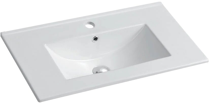 Мебельная раковина Vincea CN7013wx 101 накладная, фарфоровая, со встроенным сливом-переливом, белая, раковина для ванной, прямоугольная