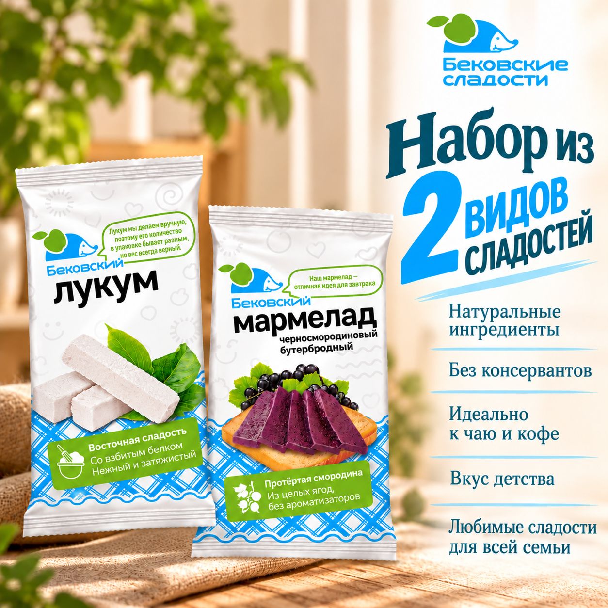 Бековские сладости Набор Лукум классический и Мармелад бутербродный черная смородина
