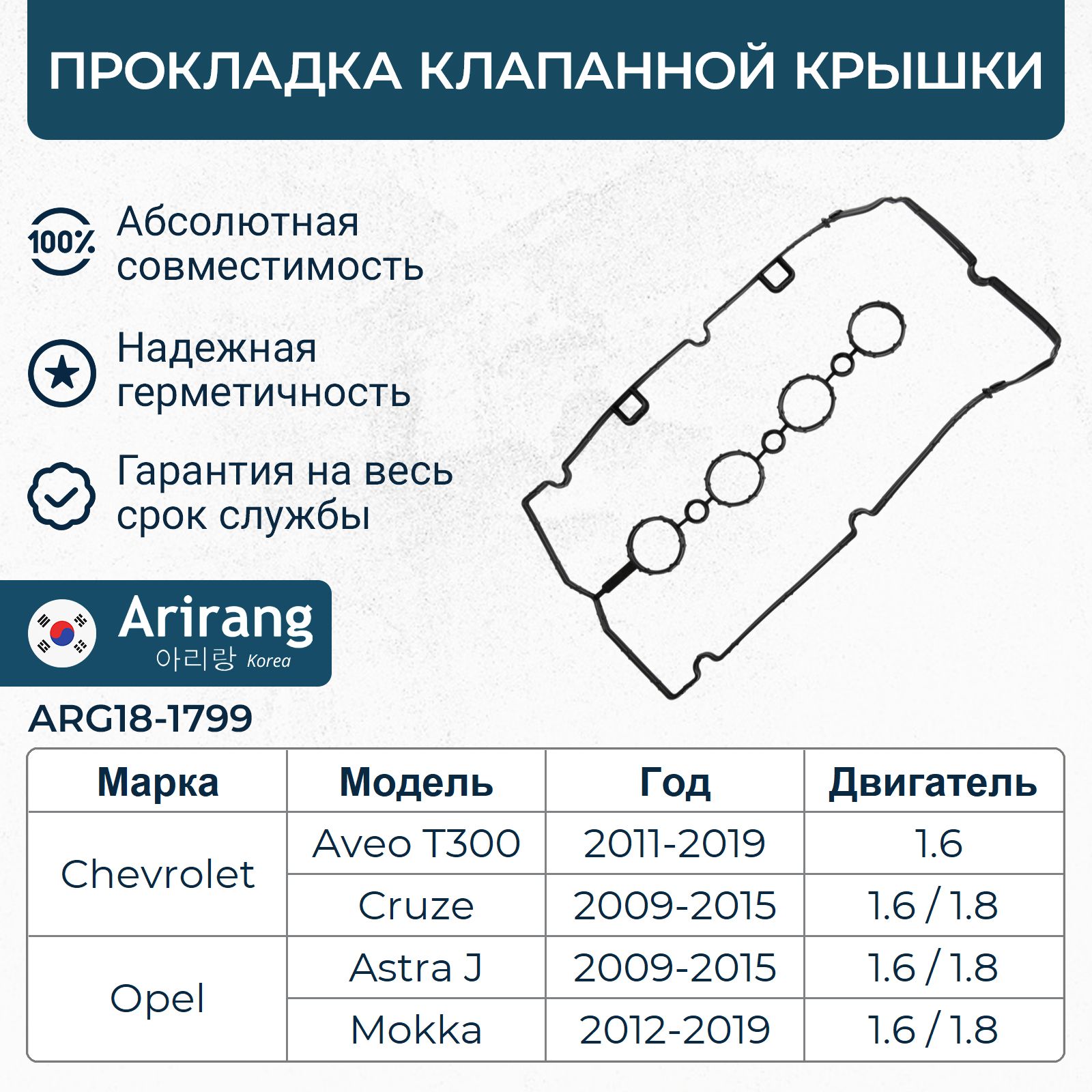 Прокладка клапанной крышки Шевроле Авео T300, Круз, Опель Астра J, Мокка / OEM 55354237