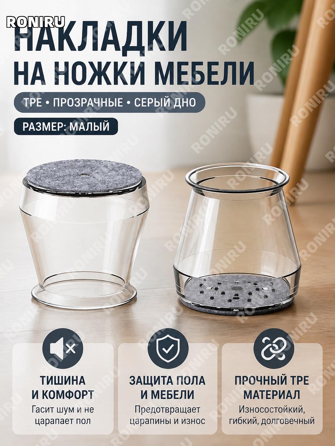 Накладки на ножки стульев TPE прозрачный серый низ малый 6,2 г защита мебели подставки для стула для дома и мебели