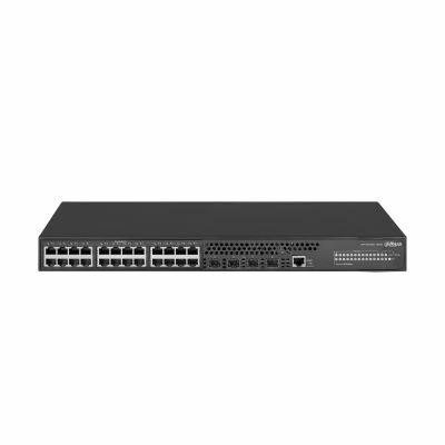 DAHUA 28-портовый управляемый коммутатор, уровень L3Порты: 24 RJ45 10/100/1000Мбит/с, 4 SFP+ 1000/10000Мбит/с(uplink); питание: 100~240В(AC); грозозащита: до 6кВ