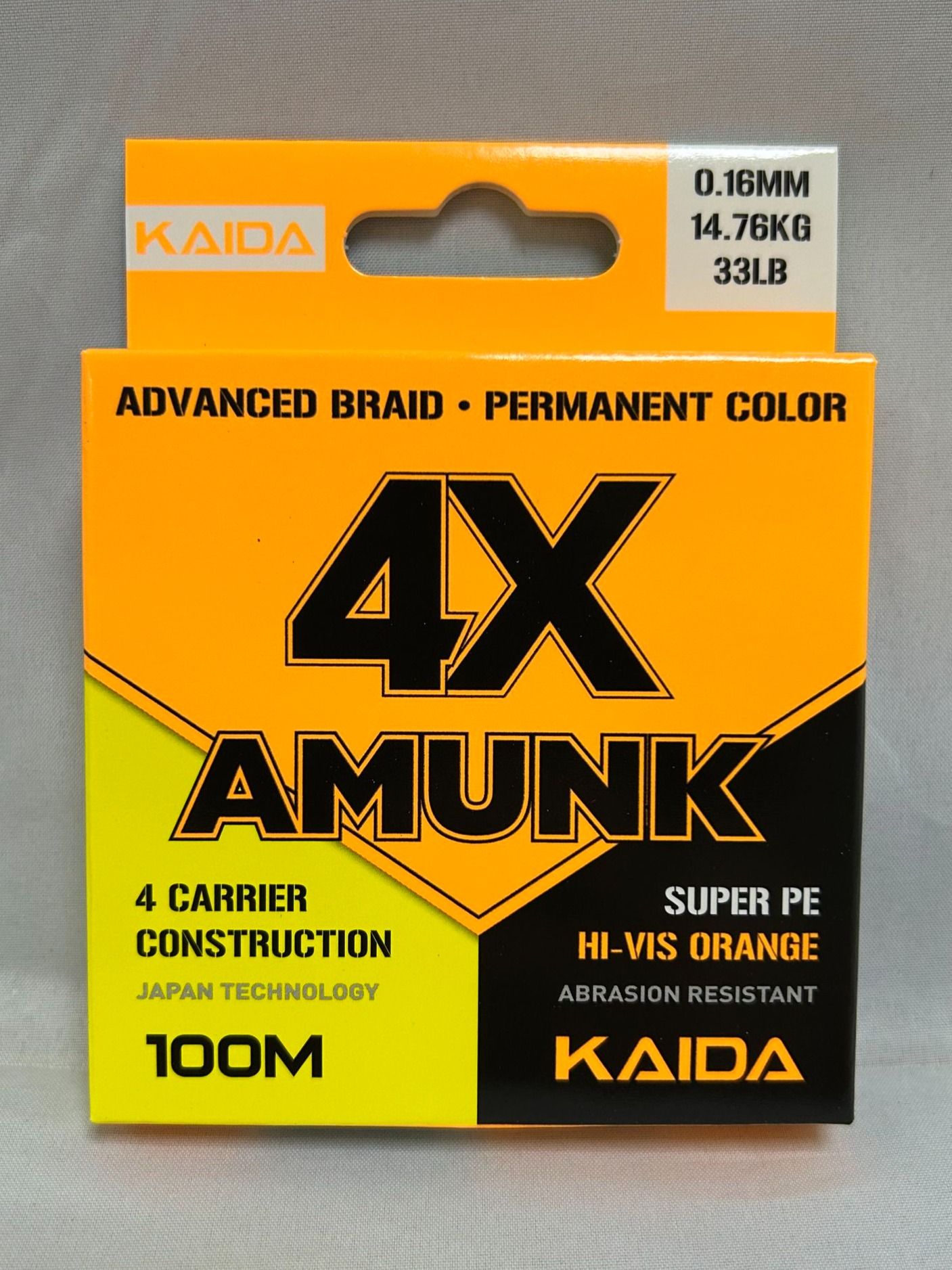 Плетеный шнур KAIDA AMUNK 4X ORANGE 0,16 мм - 14,76 кг