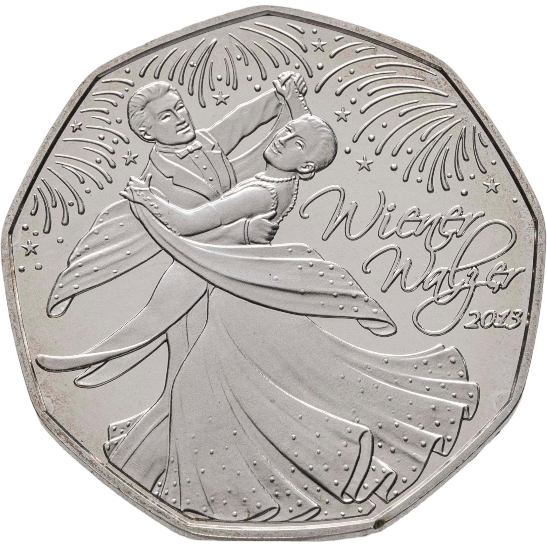 Австрия 5 евро 2013 "Венский вальс", Серебро 800, в сохранности BUNC