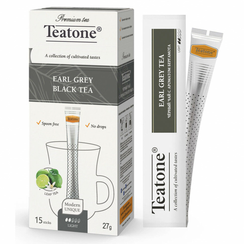 Teatone Earl Grey Tea (Черный чай с бергамотом), в стиках, 15шт