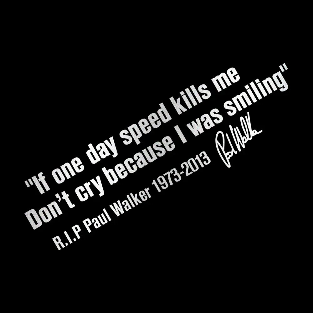 Светоотражающая наклейка Paul Walker R.I.P. Черный
