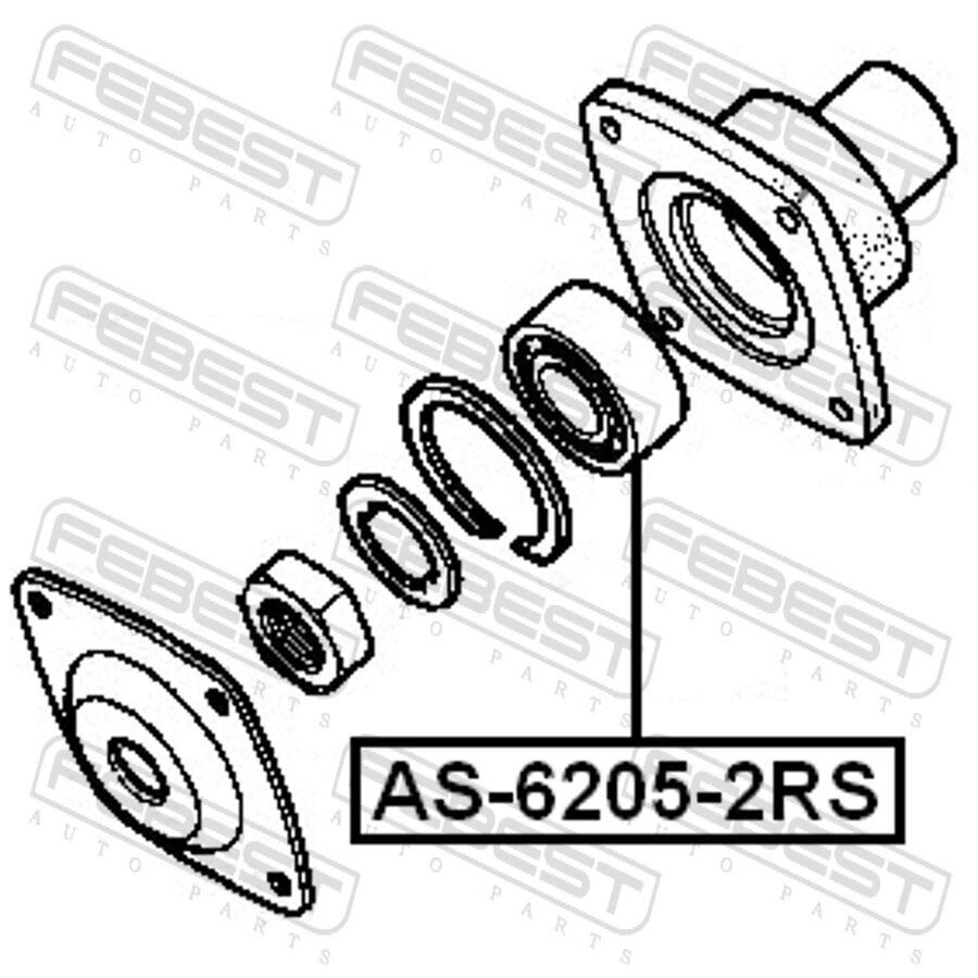 Подшипник шариковый 25x52x15 (FEBEST AS-6205-2RS)