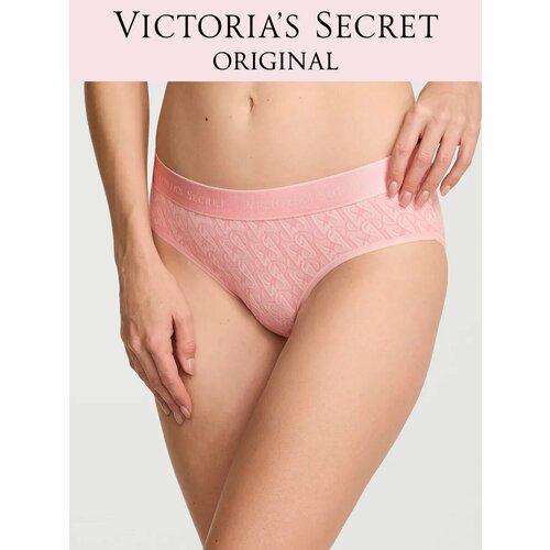 фото Трусы victoria's secret logo cotton hiphugger panty, размер s, розовый