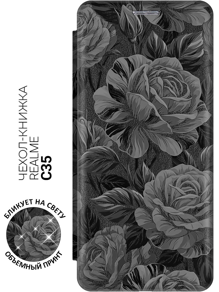 Чехол-книжка на Realme C35 с принтом "Великолепие нуара" черный