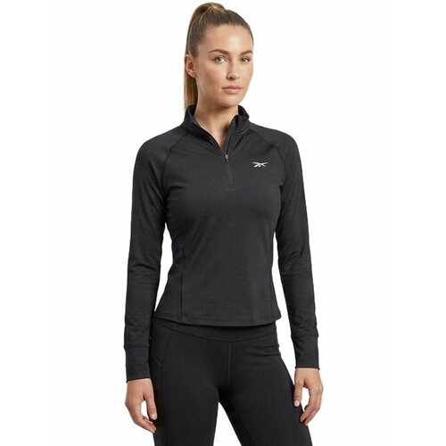 фото Лонгслив спортивный reebok running 1/4 zip w, размер l, , черный