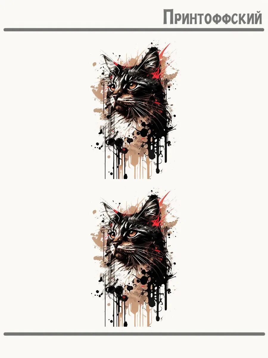 2-е (Две) Термонаклейки Кот