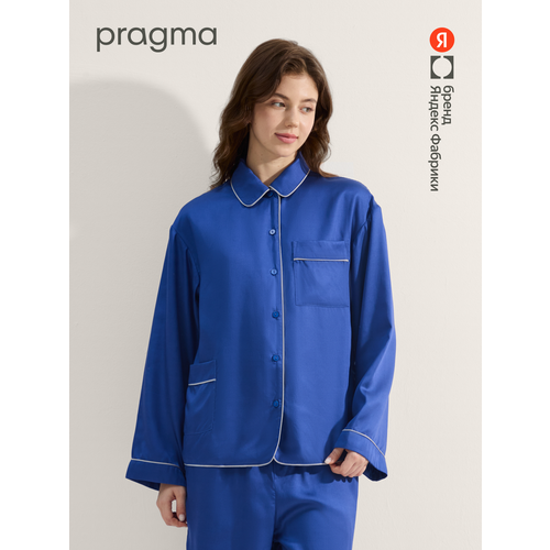 фото Рубашка pragma flow женская из лиоцелла с контрастным кантом, размер 2xl, синий
