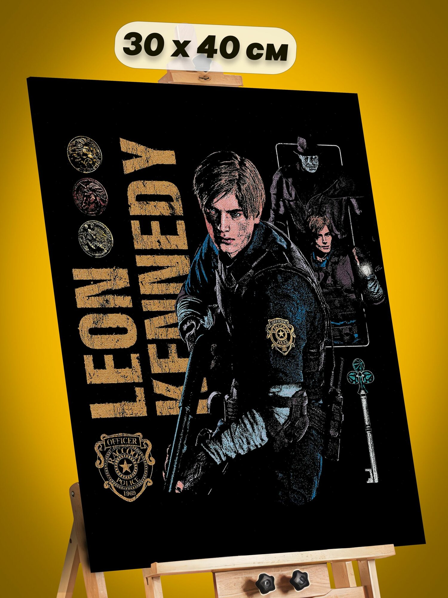 Картина на стену интерьерная на холсте с подрамником 30х40 Resident Evil Игра Леон Кеннеди