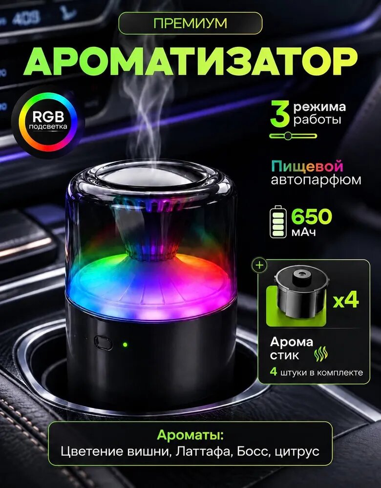 Ароматизатор для автомобиля автоматический, AirMist Max, освежитель воздуха для автомобиля (Цитрус, Босс (Boss), Латафа (Lattafa), Цветение вишни)