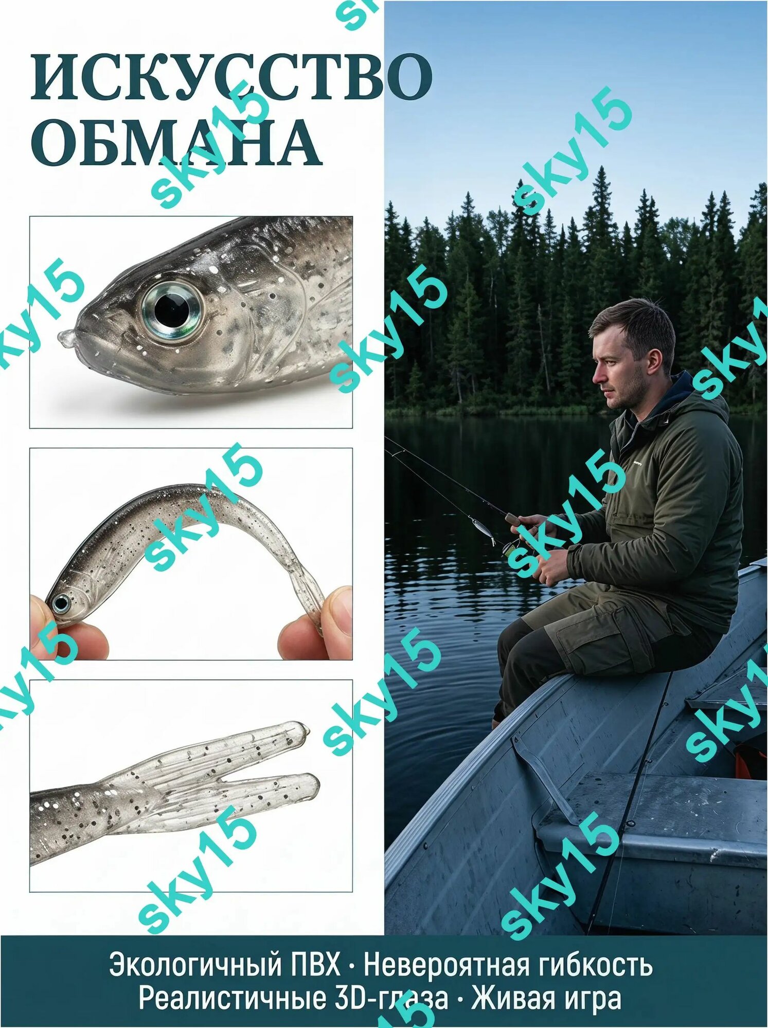 Искусственные приманки для морской рыбалки, набор 10 шт, длина 20 см, цвет серый металлик, имитация креветок, без аромат