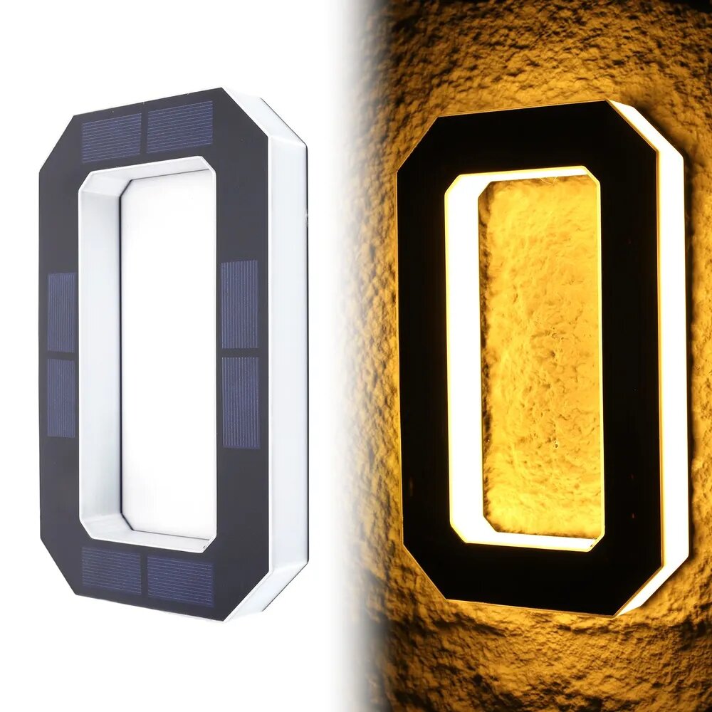 Настенный светильник солнечный с цифрой «0», без цоколя, LED, IP44, черный