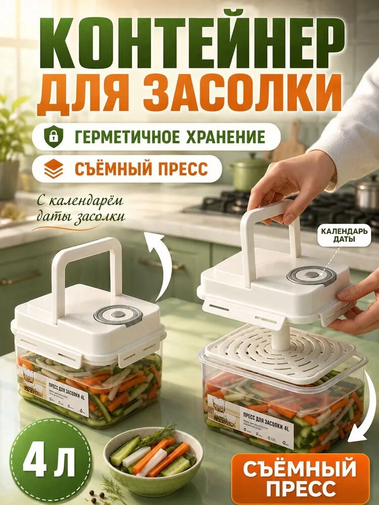 YuHan Кадка для засолки 4 л abs пластик, диаметр 23 см