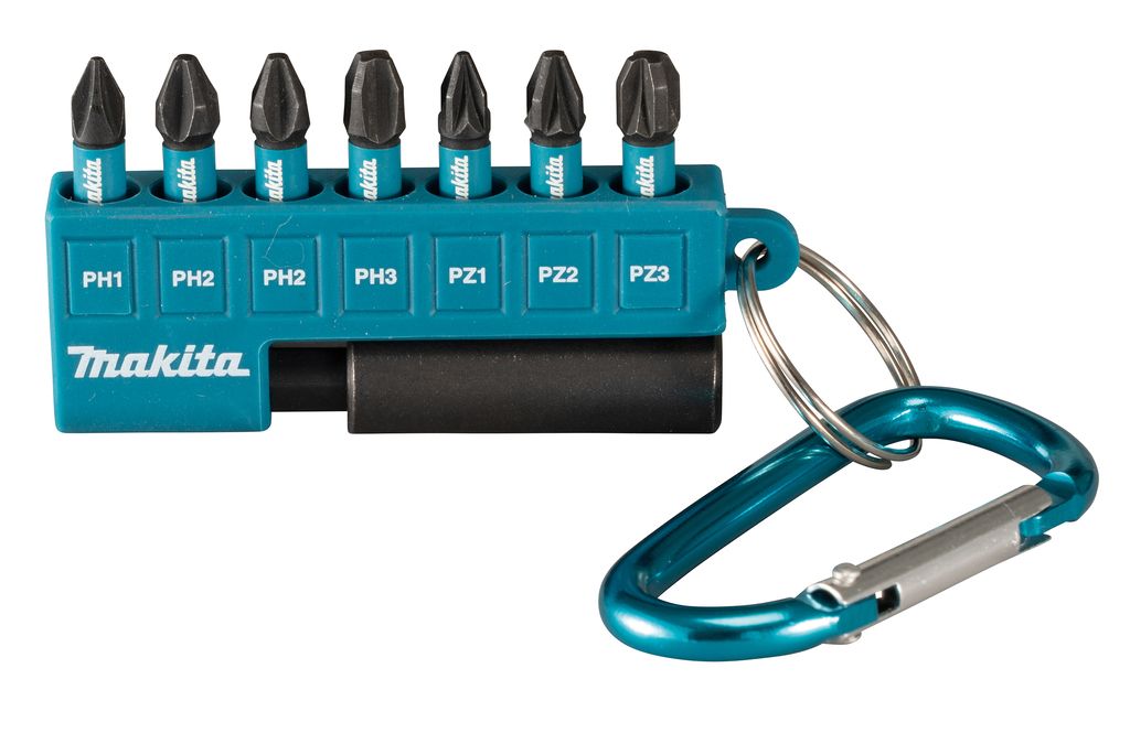 Набор бит MAKITA Impact Black 25 мм 8 шт (PH1, 2XPH2, PH3, PZ1, PZ2, PZ3, магнитный держатель)