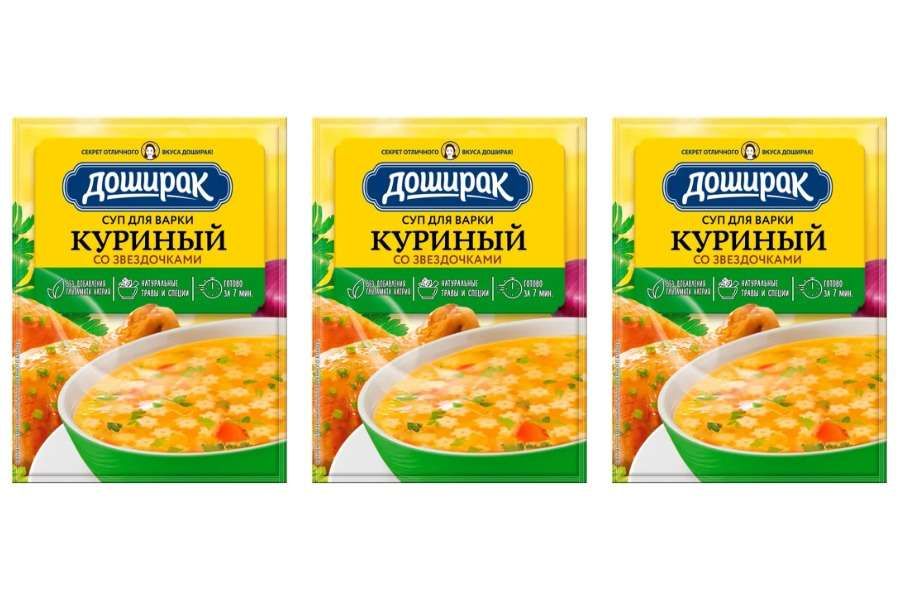 Доширак Суп для варки Куриный со звездочками, 67 г, 3 шт