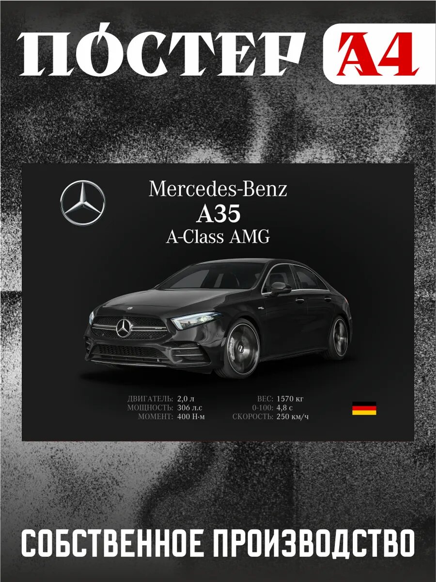 Постер на стену интерьерный А4 Mercedes-Benz A35 A-Class AMG